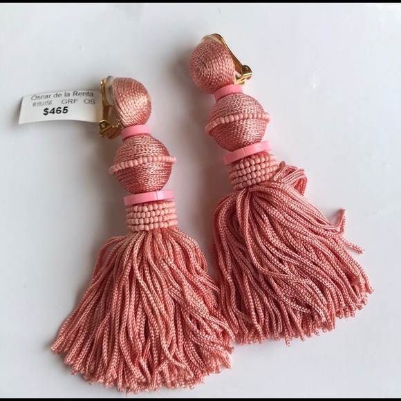 Oscar de la Renta Ball tassel drop clip on earring - Picture 3 of 7